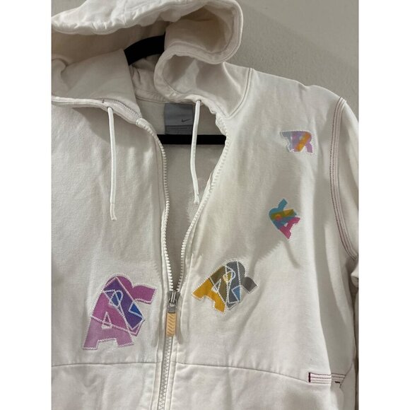 Nike Air Jacket Womens Athletic Hoodie White Size Large multicolor logo letters - Picture 4 of 9
